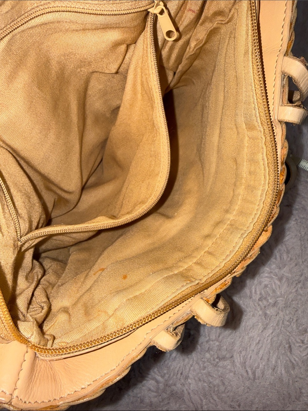 HOBO Woven Tan Leather Tote with Double Shoulder Straps - Picture 6 of 8